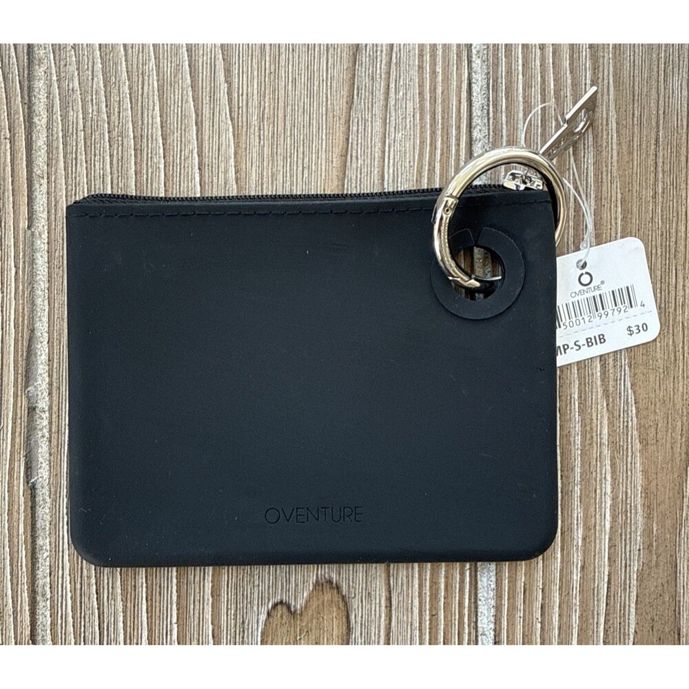 Oventure Mini Silicone Wallet Card Holder Key Chain Bag Clip On Pouch Black New